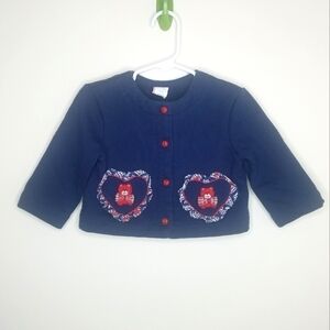 Vintage Teddy Bear Heart Pocket Sweater Cardigan 24m